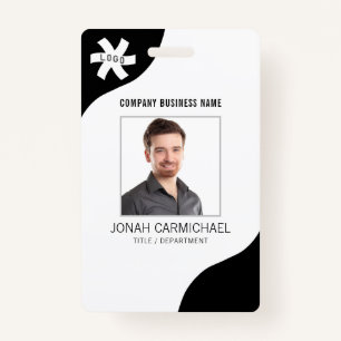 Company Business Editable Black Photo ID Badge
