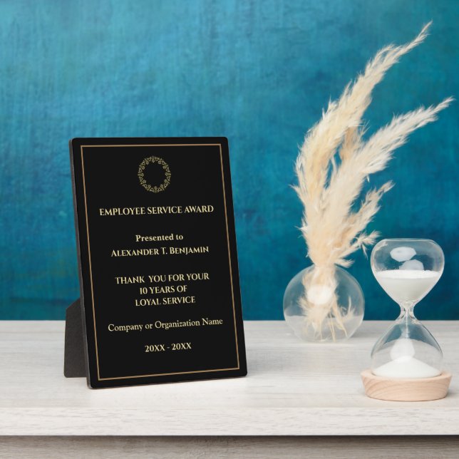 Company Business Gold Employee Service Award Plaque (Side)