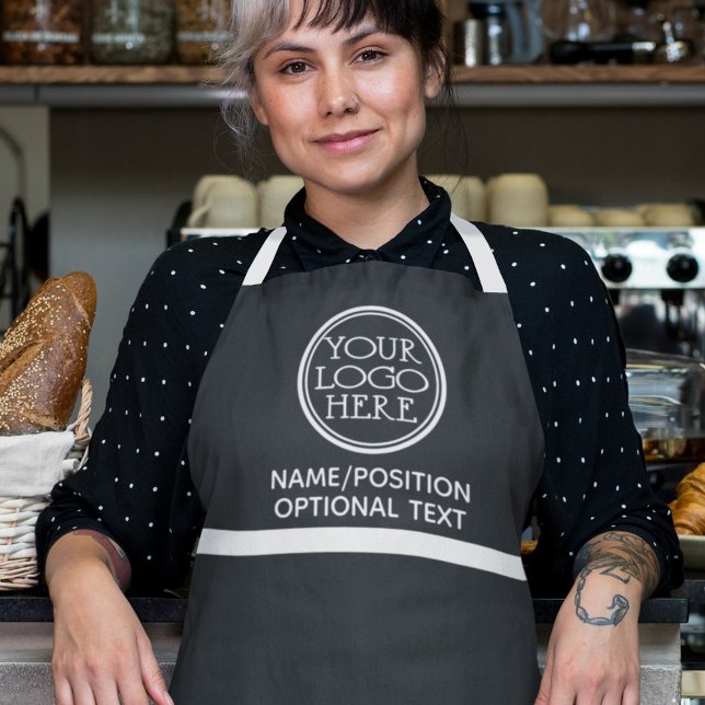 Company business logo promotional black & white apron (Creator Uploaded)