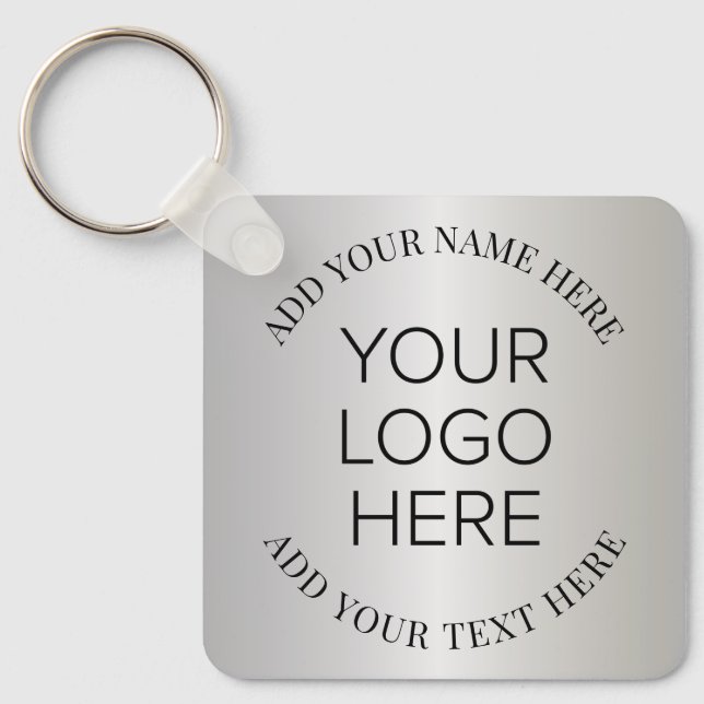 Company Business Logo Promotional Silver Keychain (Front)
