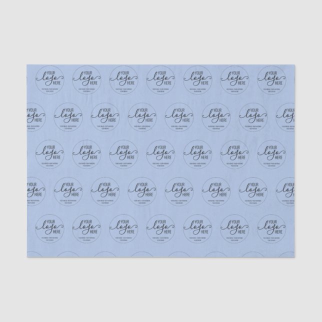 Company Business Personal Logo Branding Dusty Blue Tissue Paper (Front)