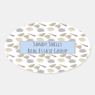 Company Business Watercolor Sea Shells Oval Sticker