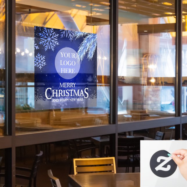 Company Christmas Logo Window Cling (Restaurant Window)