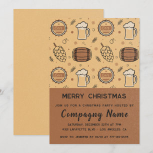 Company Christmas Party Beer Rustic Invitation