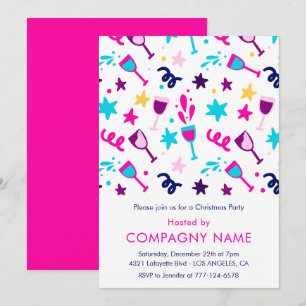 Company Christmas Party Invitation Modern Pink