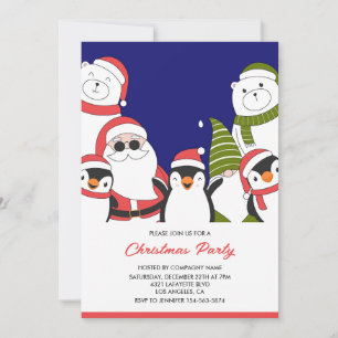 Company Christmas Party  invite Cool Santa Bear