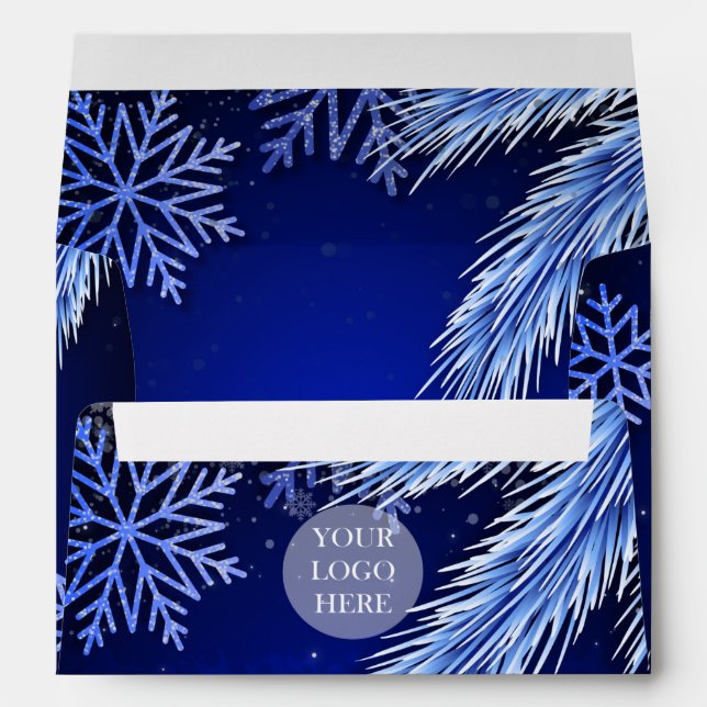 Company Christmas Party Logo Blue Winter Envelope (Back (Bottom))