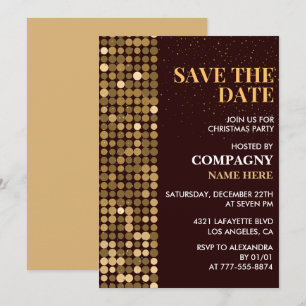 Company Christmas Party Save the date Gold Invitation
