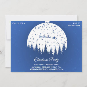 Company Christmas Party  Vintage Blue Santa sleigh Invitation