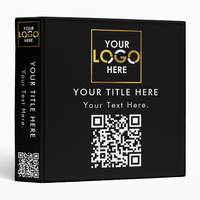 Company Corporate Business Logo QR Code & Text Binder (Front/Spine)