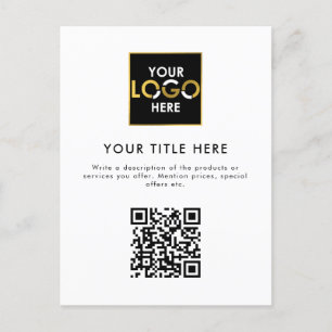 Company Corporate Business Logo QR Code & Text Postcard