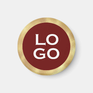 Company Custom Logo with Gold Frame on Burgundy Magnet