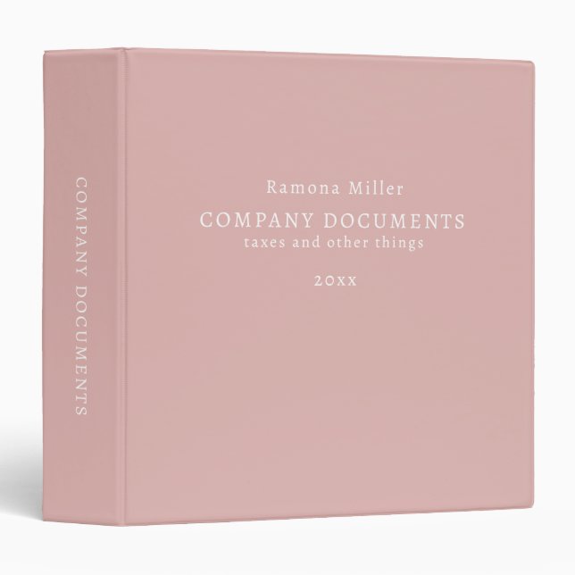 Company Documents Dusty Pink office suplies Binder (Front/Spine)