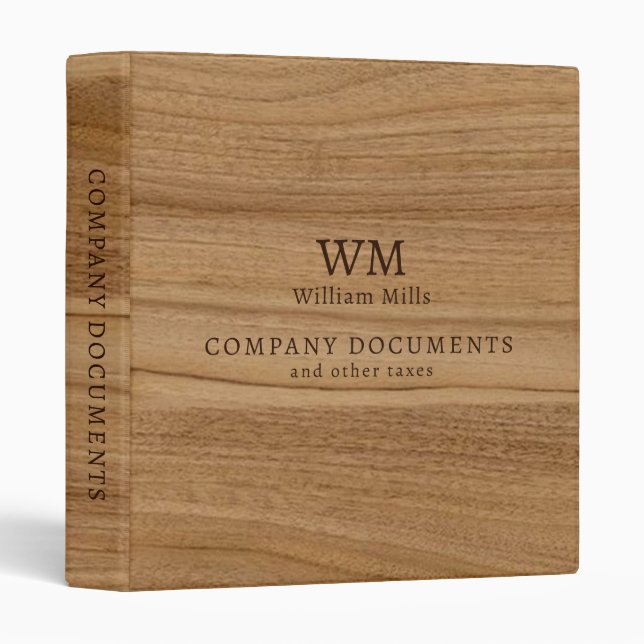 Company Documents faux wood Binder (Front/Spine)