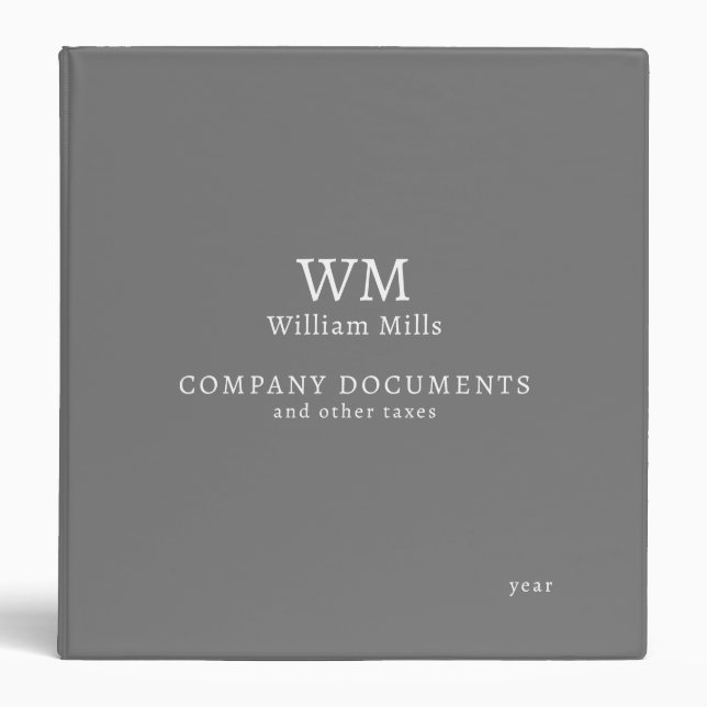 Company Documents Office Work Notes Grey Binder (Front)