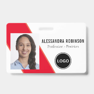 Company Employee Photo Barcode Logo Modern Badges