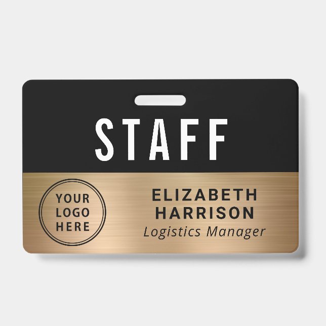 Company Event Logo Staff Employee Gold ID Badge (Front)