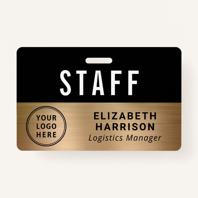 Company Event Logo Staff Employee Gold ID Badge (Front)