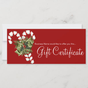 Company Gift Certificate Candy Canes & Green Bow
