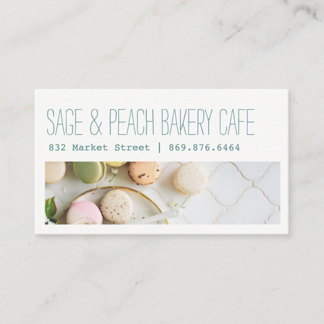 Company Headline Bakery Photo Business Card (Front)