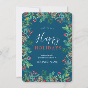 Company Holiday Christmas Greenery Logo  Card