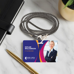 Company ID & Logo Colorful Purple Flowing Design Badge