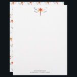 Company Letterhead Design Red Dragonfly<br><div class="desc">This company letterhead design feature a watercolor red dragonfly on the front with a dragonfly pattern on the back. Use the template fields to add your custom printed text. A beautiful choice for business marketing. Order small quantities or letterhead in bulk. To see more designs like this visit www.zazzle.com/dotellabelle Unique...</div>