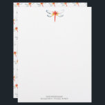 Company Letterhead Design Red Dragonfly<br><div class="desc">This company letterhead design feature a watercolor red dragonfly on the front with a dragonfly pattern on the back. Use the template fields to add your custom printed text. A beautiful choice for business marketing. Order small quantities or letterhead in bulk. To see more designs like this visit www.zazzle.com/dotellabelle Unique...</div>