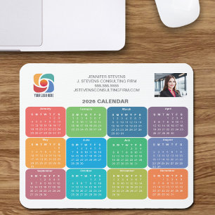 Company Logo 2026 Business Colourful Calendar Mouse Pad