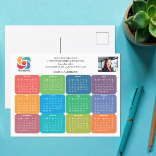 Company Logo 2026 Business Colourful Calendar Postcard