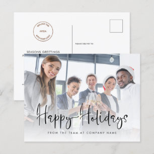 Company Logo Add Photo Happy Holidays Script  Postcard