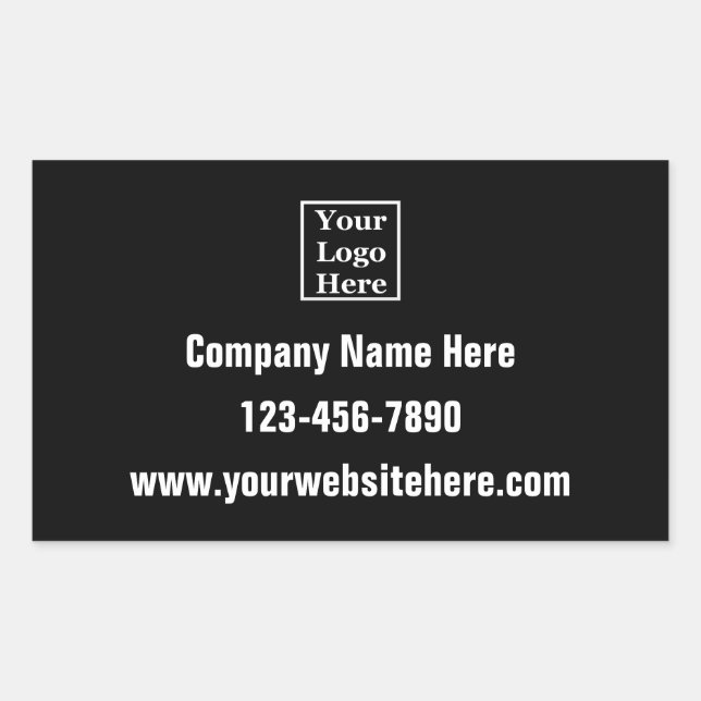 Company Logo and Contact Info on Black and White Sticker (Front)