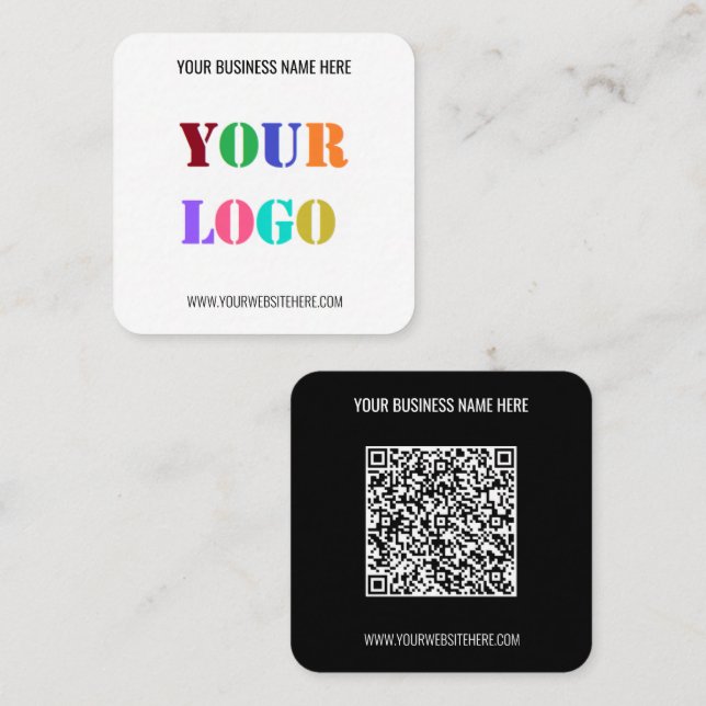 Company Logo and QR Code Business Card Template (Front/Back)