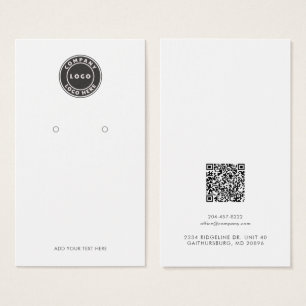 Company Logo and QR Code Earring Display Card