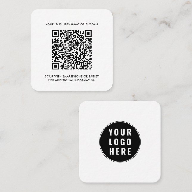Company Logo and QR Code Simple Square Business Card (Front/Back)