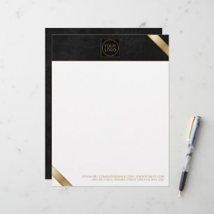 Company Logo Black and Golden Stripe Corporate Letterhead