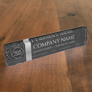 Company Logo Black and Silver Custom Nameplate
