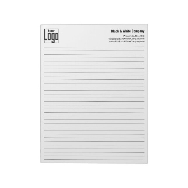 Company Logo Black Lines College Rule Notepad (Rotated)