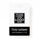 Company Logo BLACK Name Title Bar Code Custom ID