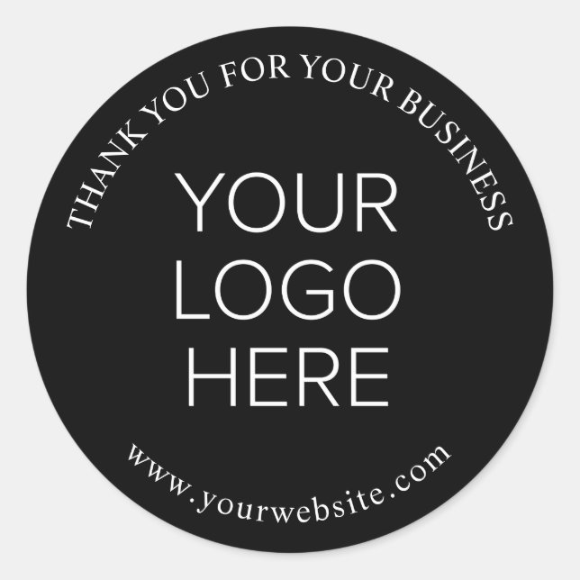 Company Logo Black Thank You Classic Round Sticker (Front)