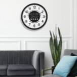 Company Logo Black White Silver Name Slogan   Large Clock<br><div class="desc">Unique minimal and decorative 
Corresponds to actual fashion trend in home decor.
You can change the shape and color of the hand.</div>