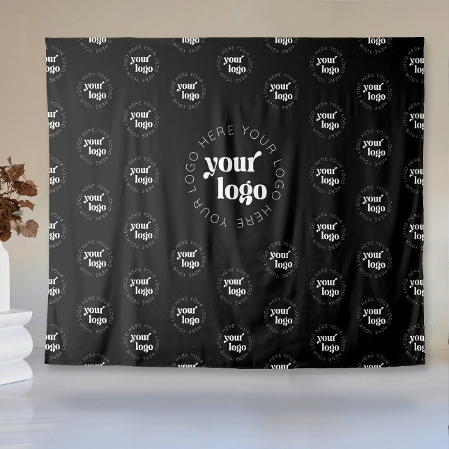 Company Logo Branded Pattern Black Event Tapestry (Creator Uploaded)