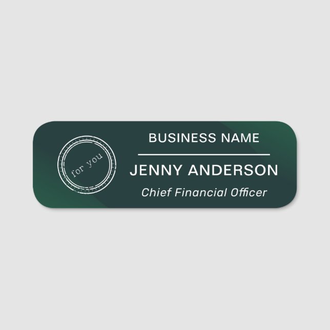 Company Logo Brushed Faux Employee Name Tag (Front)
