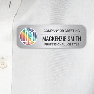 Company Logo Brushed Grey Colour Plastic Employee Name Tag
