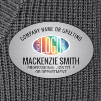 Company Logo Brushed Grey Colour Plastic Oval