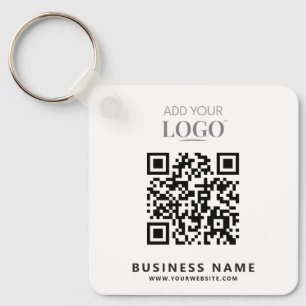 Company Logo Business Name Branding QR Code & Text Keychain