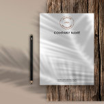 Company Logo Business Name Contact Details White Letterhead<br><div class="desc">Simplistic yet stylish for your business with your company logo centred and large at the top along with your company name, and your Contact details at the bottom. Simply replace the image template shown with your logo, and personalise the typography to your own. You can also change the font style...</div>