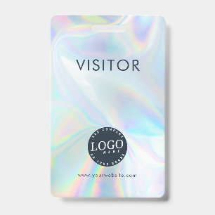 Company Logo Business Website Holographic Visitor Badge