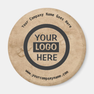 Company Logo & Company Name   Brown Background on  Magnet