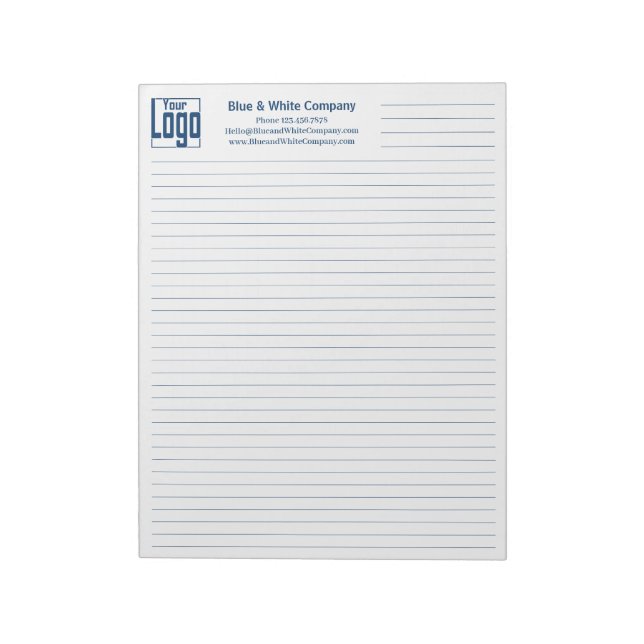 Company Logo Contact Blue Line College Rule Notepad (Rotated)